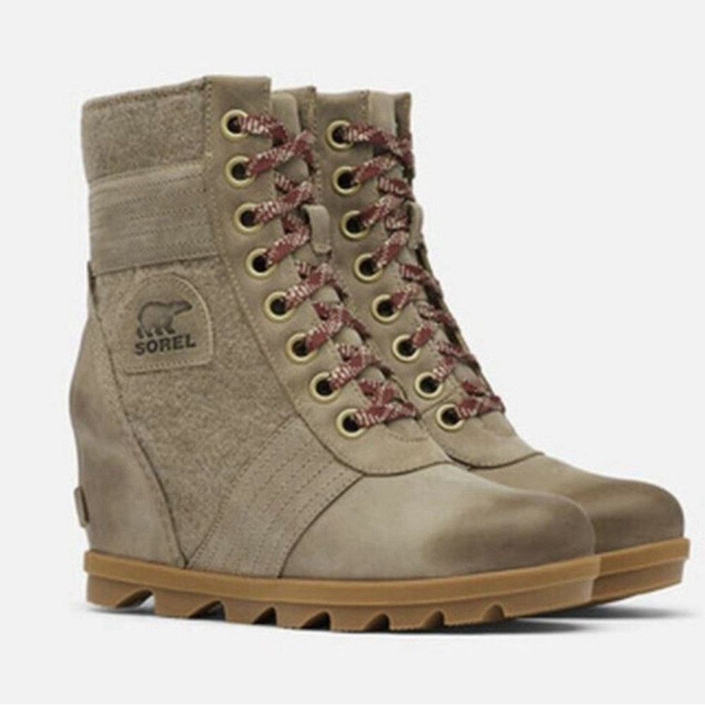 Sorel Women's Lexie Wedge Khaki II Winter Ankle Wedge Boots NL3778-297